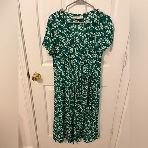 Green Floral Midi Loft Dress